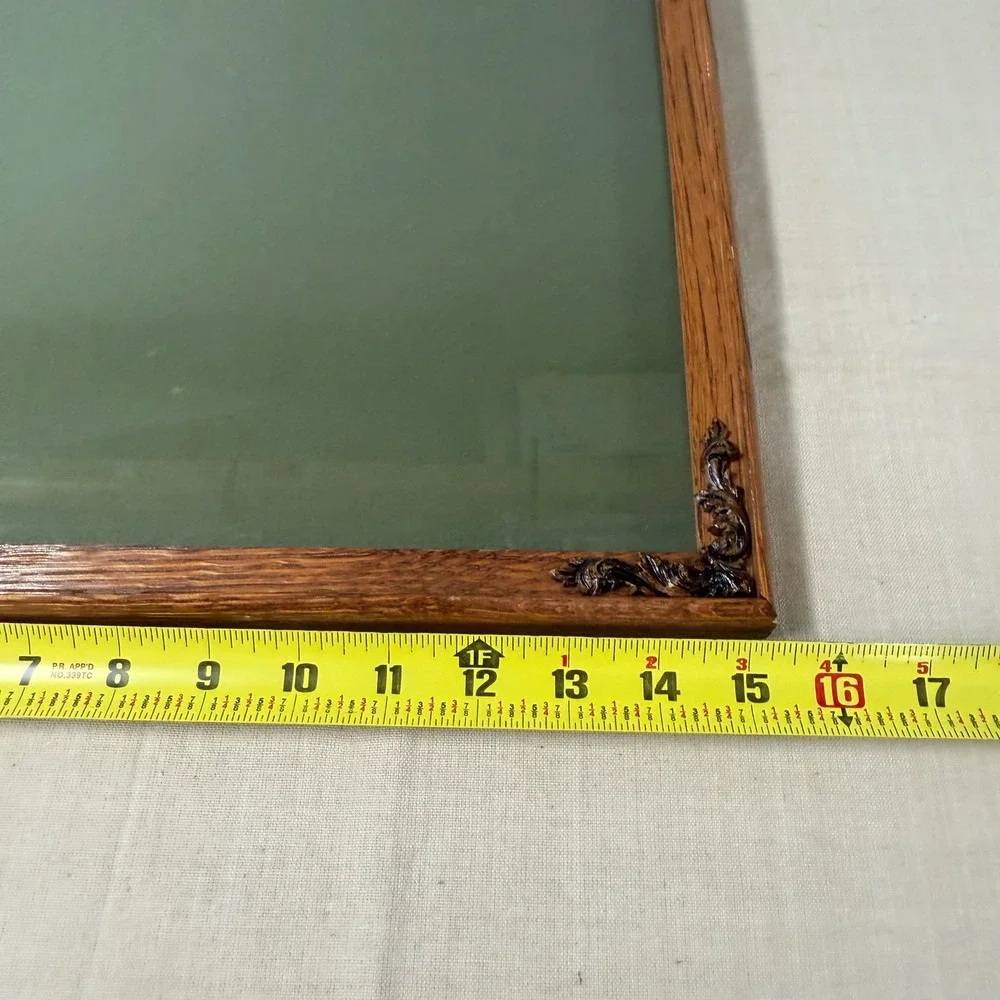 Vintage Oak Wood Picture Frame Ornate Scroll Corner Detail 12x15 Landscape